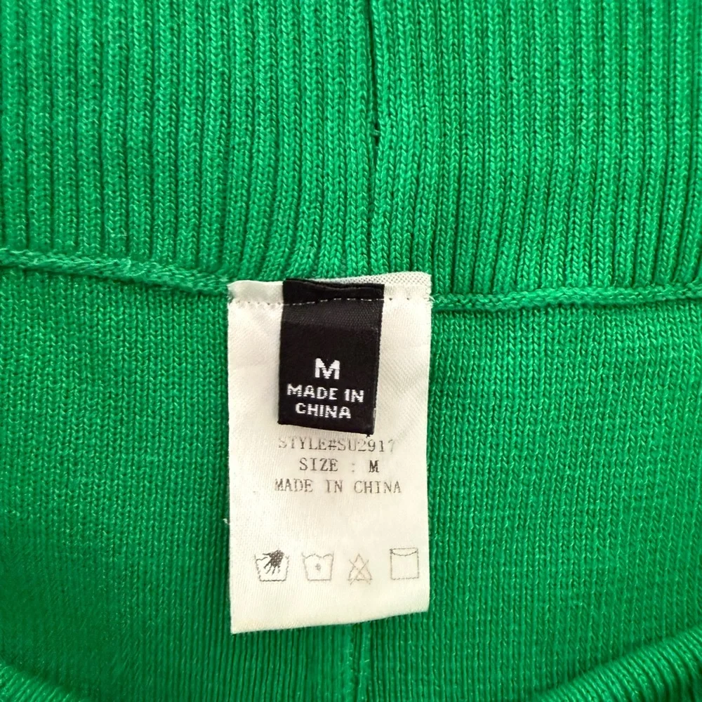 Amazon Green Knit Crop Top and High-Waist Shorts Set - Picture 4 of 5